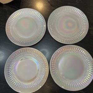 Vintage Federal Glass Moonglow 9 7/8" Iridescent Dinner Plates - Set of 4